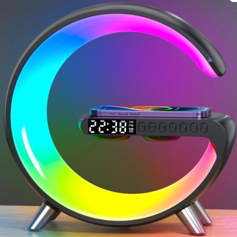 Wireless Charging 4 In 1 Atmosphere Light & Bluetooth Alarm Speaker